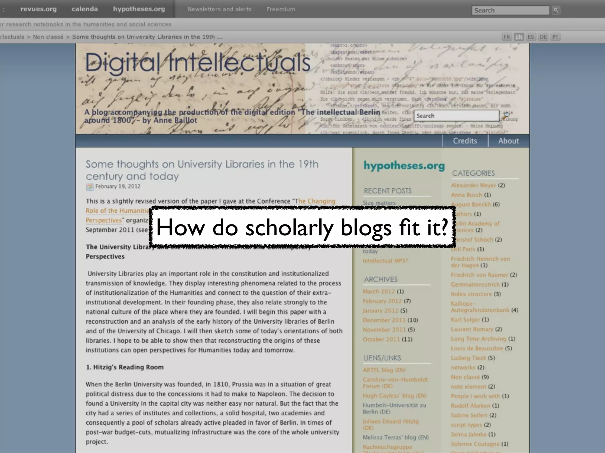 How do scholarly blogs ﬁt it?
 