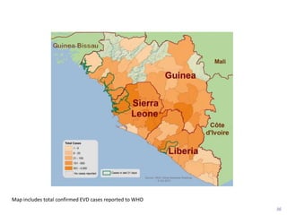 Outbreak Distribution — West Africa, July 8, 2015
Map includes total confirmed EVD cases reported to WHO
36