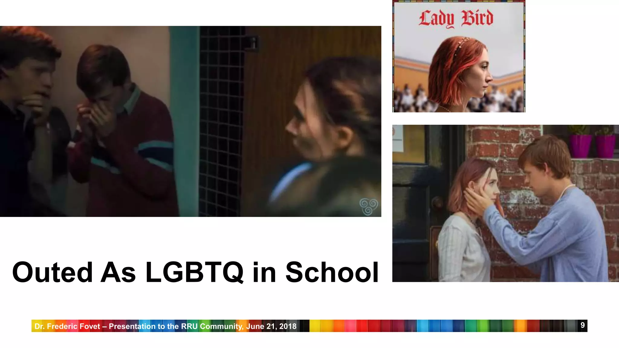 99
Outed As LGBTQ in School
Dr. Frederic Fovet – Presentation to the RRU Community, June 21, 2018
 