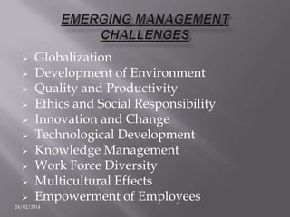 Emerging management issues and challenges by sagar | PPTX
