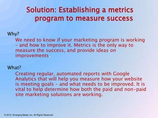 Bringing more traffic to the websiteQualified traffic: ie: motivated, eager parents & students need text prepConverting those website visitors to paying clientsEstablishing Needs and Goals