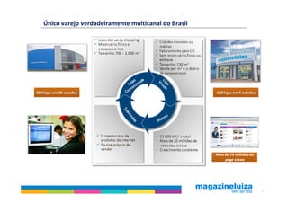 Único varejo verdadeiramente multicanal do Brasil




                                                    30
 