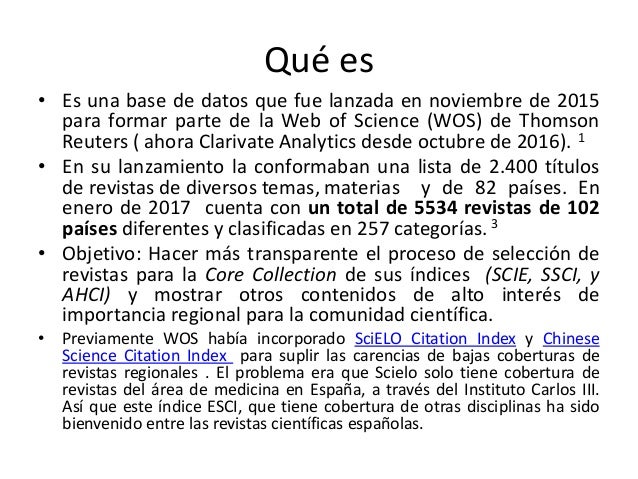 Emerging sources citation index (esci)