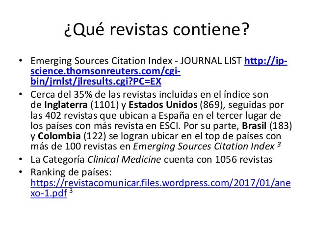Emerging sources citation index (esci)