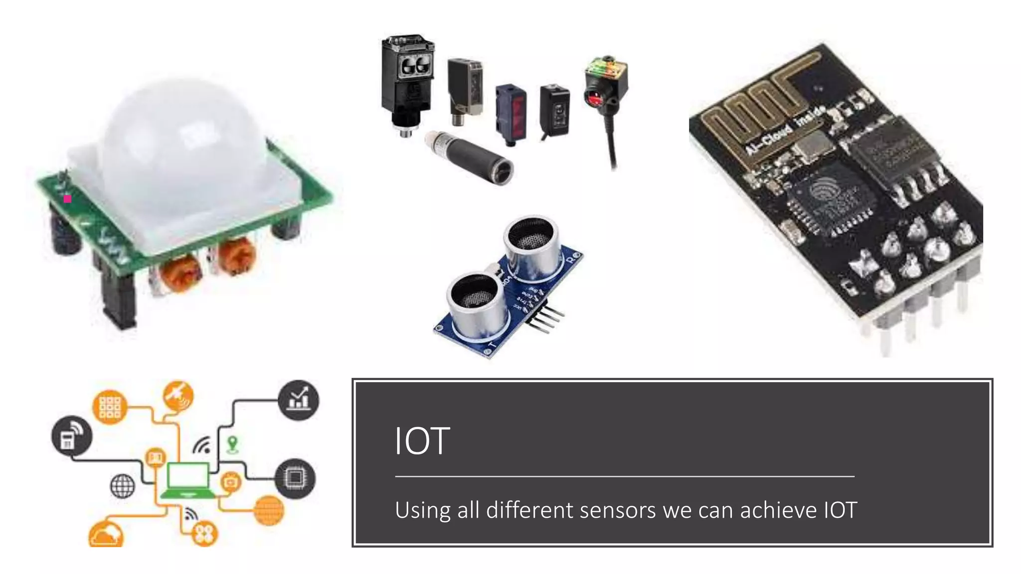 IOT
Using all different sensors we can achieve IOT