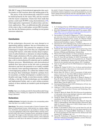 Emerging Technologies for Decarbonizing Silicon Production: Innovations ...