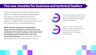 The new mandate for business and technical leaders
Yet it is not just the workforce that needs
support to adopt emerging t...