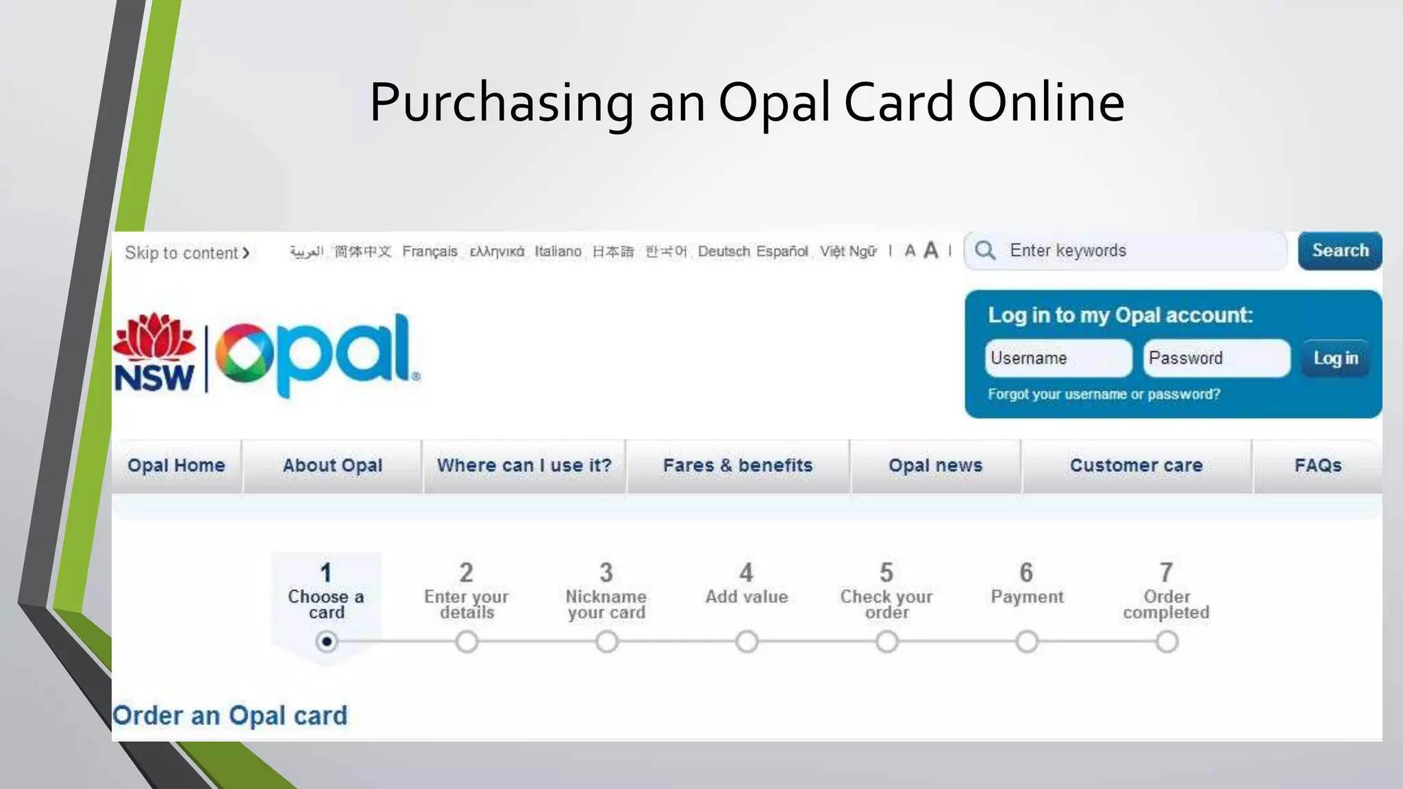 Purchasing an Opal Card Online 
 