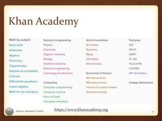 Khan Academy
17
https://www.khanacademy.org
 