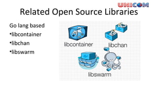 Related Open Source Libraries
Go lang based
•libcontainer
•libchan
•libswarm
 