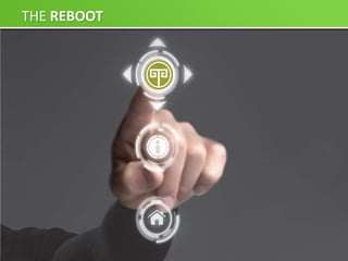 THE REBOOT




                       IMAGE:
        CLOSE UP OF FINGER HITTING THE “REBOOT”
                        BUTTON
 