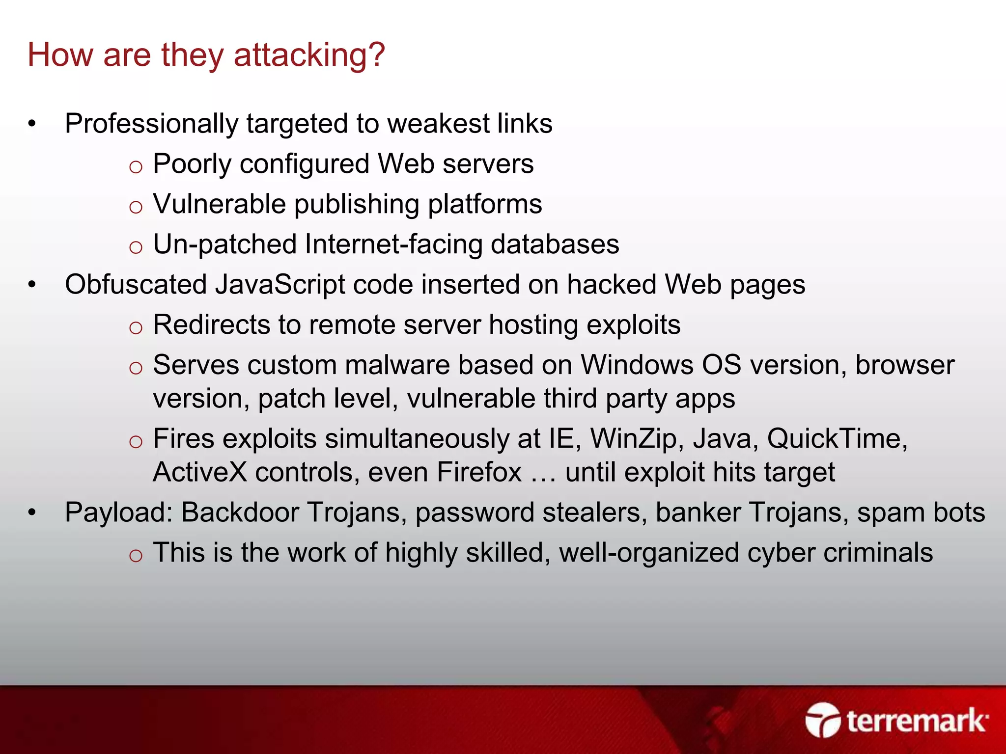 AgendaKnow your enemyWho is your enemy?What are they after?How are they attacking?Know yourselfWhat are you defending?Who are you defending?How do we defend?It is said that if you know your enemies and know yourself, you will not be imperiled in a hundred battles; if you do not know your enemies but do know yourself, you will win one and lose one; if you do not know your enemies nor yourself, you will be imperiled in every single battle. – Sun Tzu