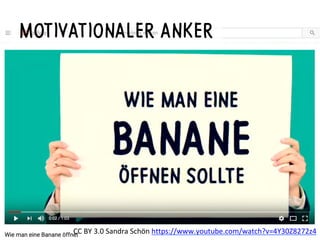 MOTIVATIONALER ANKER
CC	BY	3.0	Sandra	Schön	https://www.youtube.com/watch?v=4Y30Z8272z4		
 