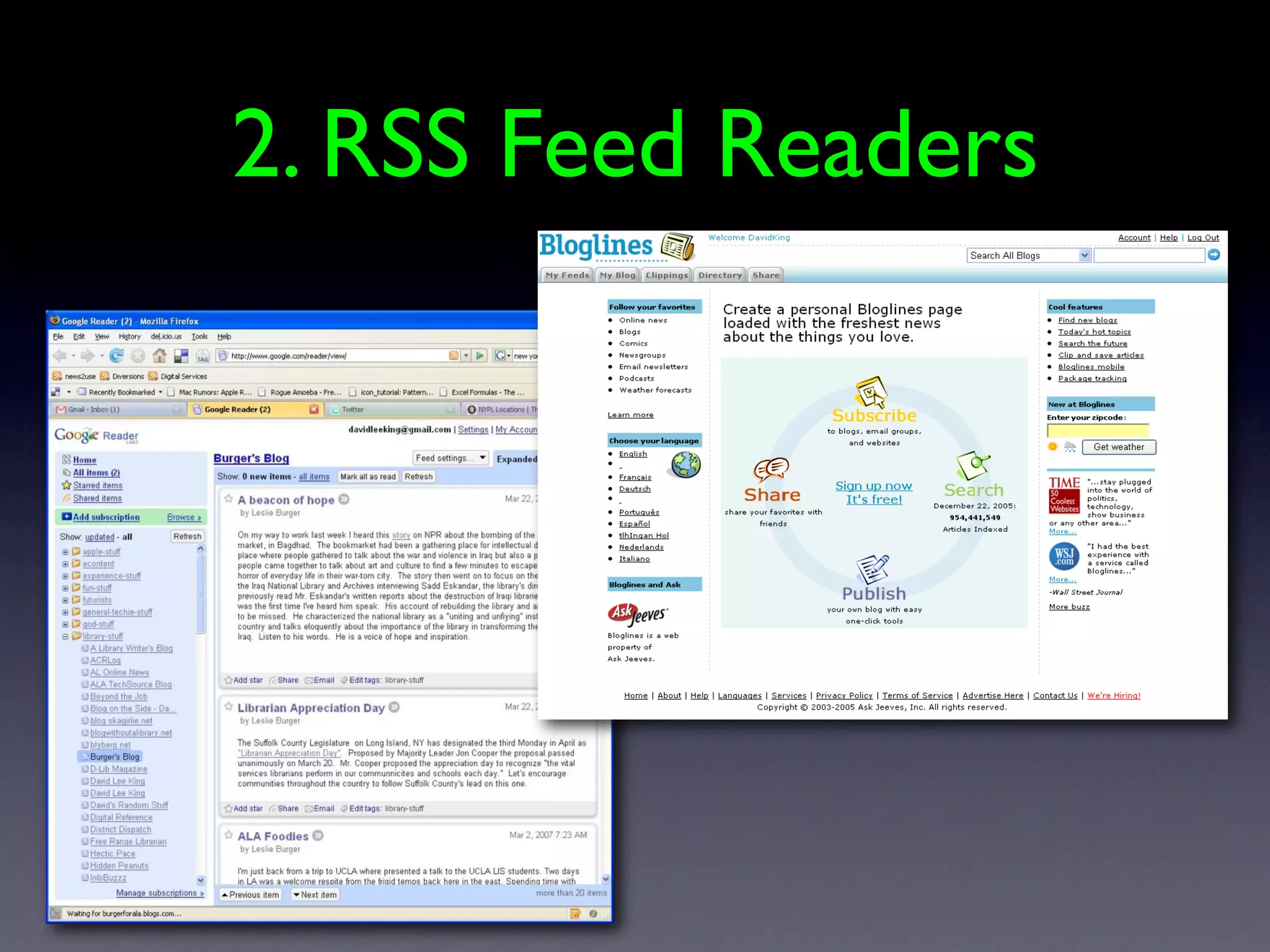 2. RSS Feed Readers
 