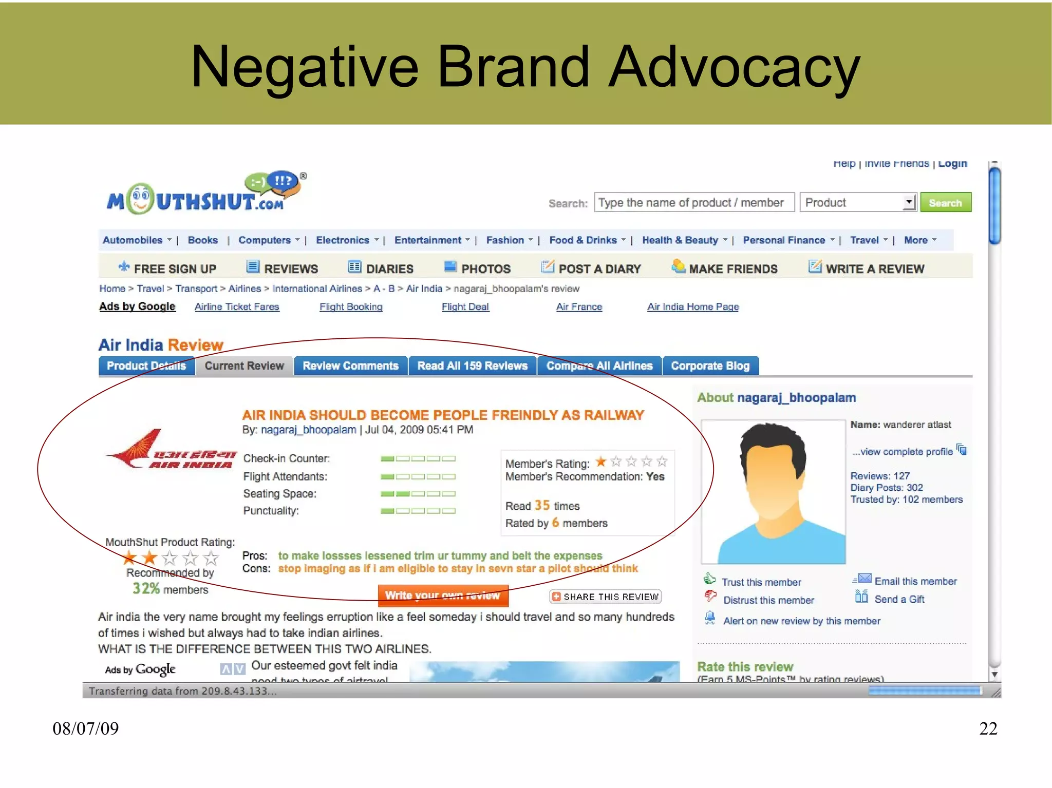 Negative Brand Advocacy




08/07/09                             22
 