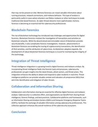 Emerging Trends In Digital Forensics And Malware Analysis For Emerging Trends In Digital Forensics And Malware Analysis For