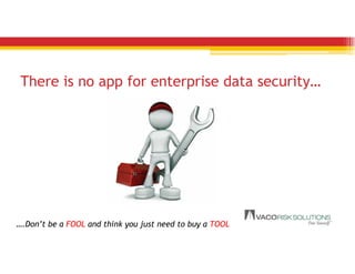 There is no app for enterprise data security…
….Don’t be a FOOL and think you just need to buy a TOOL
 