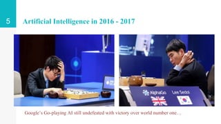 Artificial Intelligence in 2016 - 20175
Google’s Go-playing AI still undefeated with victory over world number one…
 