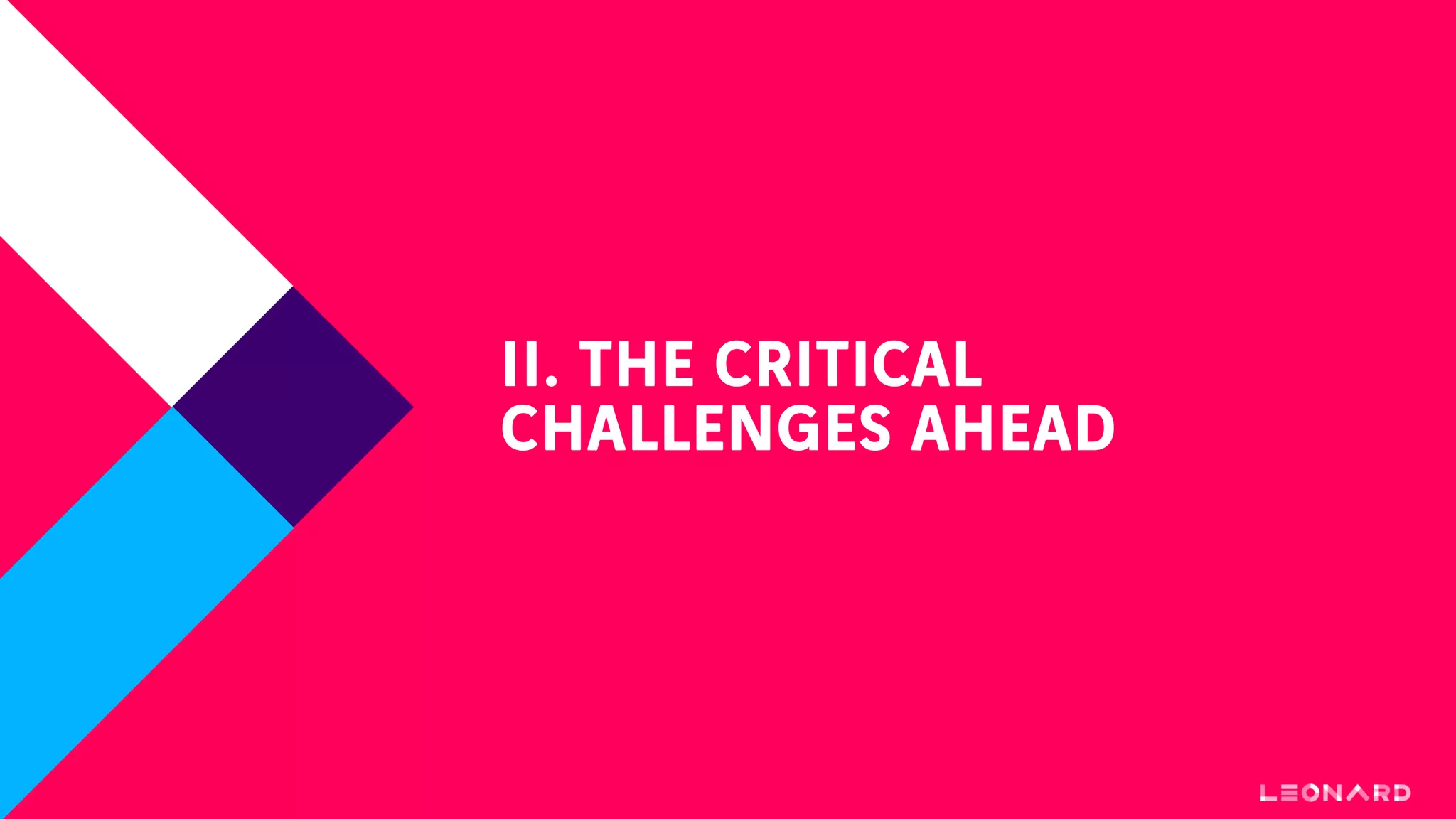 II. THE CRITICAL
CHALLENGES AHEAD
 