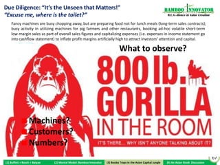 Are Markets & Investors Dumb & Cannot Predict Events?                                                                                              Bamboo nnovator
How does the market react to announcements of HK-listed connected                                                                                     R.E.S.-ilience in Value Creation
transactions?


                               Cheung, Y-L. et al. (2006), Tunneling, Propping, and Expropriation: Evidence from Connected Party Transactions in HK, Journal of Financial Economics 82: 343-386




   If markets and investors can predict tunneling episodes beforehand, we would have negative share price reaction BEFORE the event
 During the 10-day window following the announcement, firms announcing different types of connected transactions earn significant
market-adjusted negative abnormal returns of 7.1% for acquisitions of assets to connected parties, 6.7% for asset sales, 10.1% for sales of
equity stakes, and 7.5% for trading relationships with the parent firm, on average.
 Firms undertaking connected transactions also under-perform during the post-event 12–month period following the announcement
month, earning significant size and market-to-book bias-adjusted negative abnormal returns of 12.6%, on average. Firms selling assets earn
negative returns of 27% during the post-event period, firms selling equity to connected parties earn negative 20.3%, firms initiating a
trading relationship with their parents earn negative 21.6%, and firms making cash payouts earn negative 18.7%.
 Investors cannot predict tunneling episodes, and so they revalue the firms when the tunneling actually occurs.
                                                                                                                                                                                                  67
(1) Buffett + Bosch + Baiyao         (2) Mental Model: Bamboo Innovator                   (3) Boobytraps
                                                                                         (3) Booby Traps in the Asian Capital Jungle                 (4) An Asian Stock Discussion
 