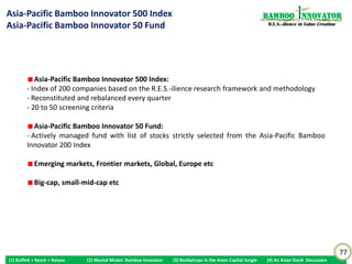 Accounting 101: Segmental Breakdown in “Net Sales”?                                                               Bamboo nnovator
“So Eddy, half of your 1000 centres are making money mainly from the                                               R.E.S.-ilience in Value Creation

government’s subsidies?”
“No, no, no, only about a-third!” (Freudian slip)


                                     May 2007: Singapore’s Temasek invested AUD 401.5 million (SGD 502m)
                                  into ABC Learning, supposedly the world’s largest listed childcare centre. Feb
                                  2008: Temasek further invested AUD 25 million. Nov 2008: ABC went into
                                  receivership
                                     As many as 430 out of its 1,075 Australian centres are found to be
                                  operating below the breakeven level. Child-care industry insiders were not
                                  surprised by the high number of ABC centres that were found to be
                                  unprofitable, saying ABC’s strategy had been to buy centres and then cut
                                  costs, causing parents to leave because of declining standards.
                                     One child-care operator estimated any child-care centre needed to have
                                  occupancy of at least 80% to breakeven. Before its collapse, ABC claimed
                                  that its average occupancy rate is more than 90%, and its centres have
                                  higher-than-industry-average profit and EBITDA margin due to its strong
                                  brand value and economies of scale.
                                     On 26 Nov 2008, the receivers gave a clean bill of health to 656 centres
                                  (80,000 children, or 122 children per centre), but placed 386 centres (30,000
                                  children, or 78 children per centre) in the “critical list”, meaning they would
                                  not stay open beyond the end of the year. If the average capacity of each
                                  centre is 150 children, these 386 centres had only occupancy rate of around
                                  50%, below the probable breakeven level of 80%.


                                                                                                                                                      77
(1) Buffett + Bosch + Baiyao   (2) Mental Model: Bamboo Innovator    (3) Boobytraps
                                                                    (3) Booby Traps in the Asian Capital Jungle   (4) An Asian Stock Discussion
 