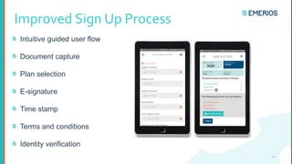 Intuitive guided user flow
Document capture
Plan selection
E-signature
Time stamp
Terms and conditions
Identity verification
10
Improved Sign Up Process
 