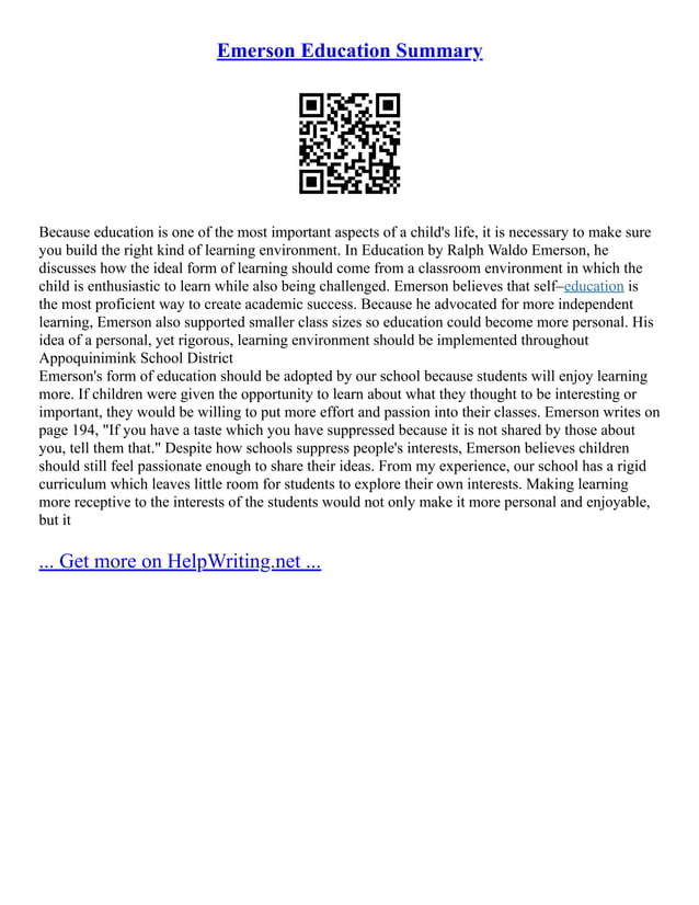 Emerson Education Summary PDF