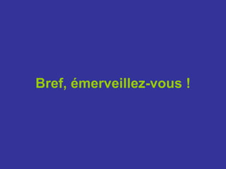 Bref, émerveillez-vous ! 