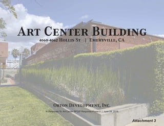 ART CENTER BUILDING4060-4062 HOLLIS ST | EMERYVILLE, CA
ORTON DEVELOPMENT, INC.
In Response To: Art Center RFQ/P Response Phase II | June 29, 2018
Attachment
 