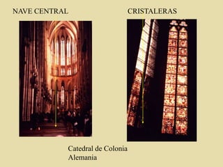 Catedral de Colonia
Alemania
NAVE CENTRAL CRISTALERAS
 