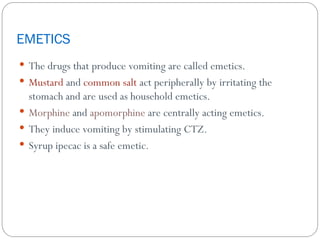 EMETICS AND ANTIEMETICS and classificationppt | PPT