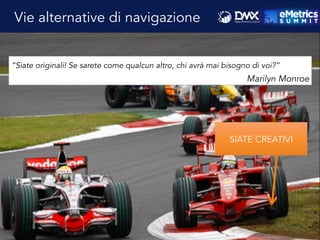 “Siate originali! Se sarete come qualcun altro, chi avrà mai bisogno di voi?”
Marilyn Monroe
Vie alternative di navigazione
SIATE CREATIVI
 