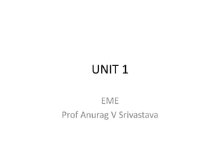 UNIT 1
EME
Prof Anurag V Srivastava
 
