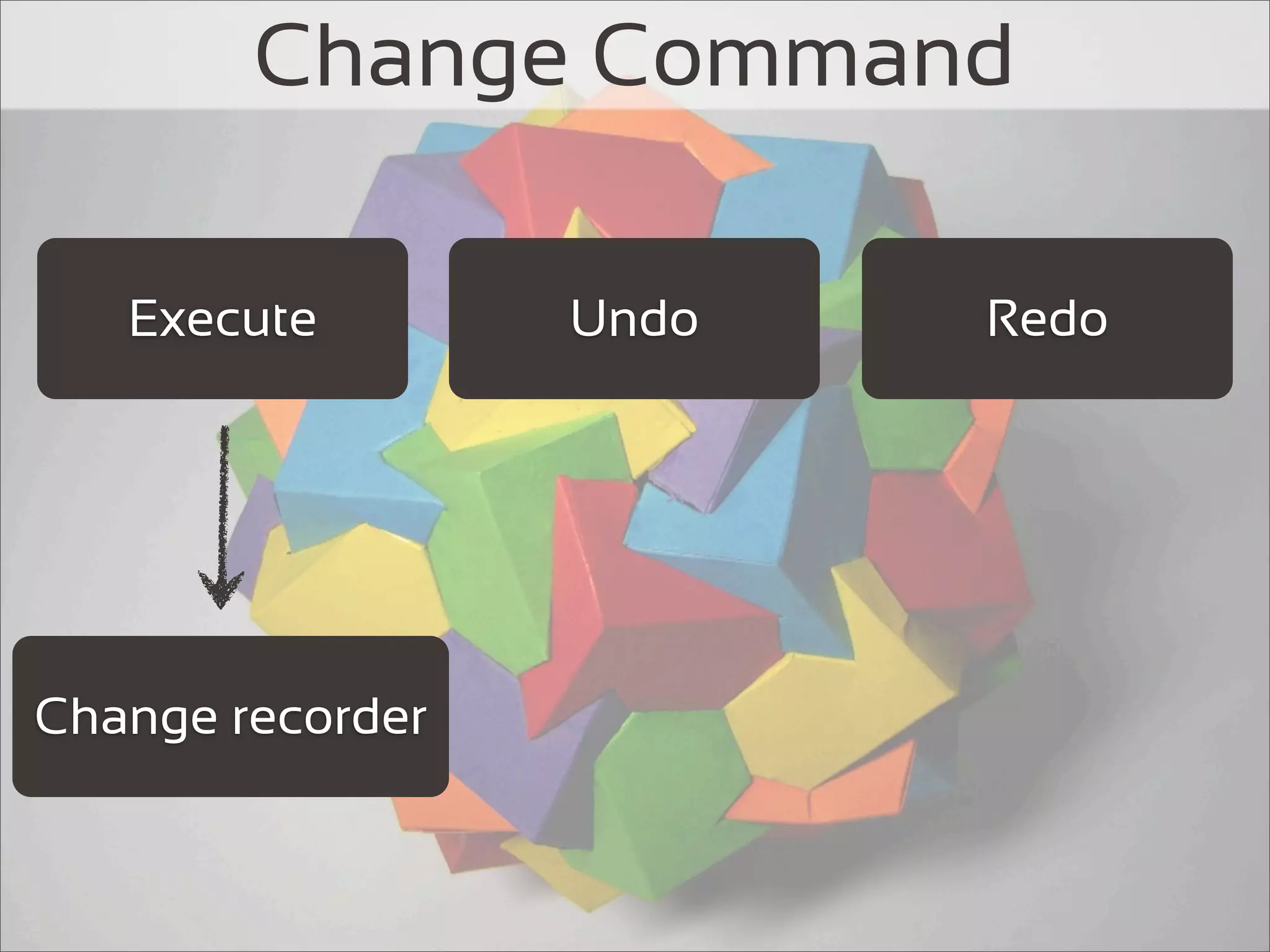 Change Command

   Execute        Undo   Redo




Change recorder
 