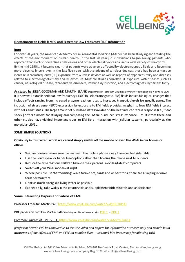 Emf and elf information and sources