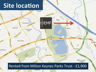 Site	
  locaNon	
  




  Rented	
  from	
  Milton	
  Keynes	
  Parks	
  Trust	
  -­‐	
  £1,900	
  
 