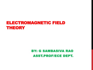 ELECTROMAGNETIC FIELD
THEORY
BY: G SAMBASIVA RAO
ASST.PROF/ECE DEPT.
 
