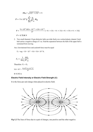 Electrostatic Force Chart.pdf EMF unit-1 ELECTROSTATICS: Coulomb’s Law, Gauss’s Law | PDF