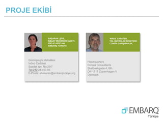 PROJE EKİBİ
BAŞARAN ,ŞİVE,
İNŞAAT MÜHENDİSİ ADAYI,
PROJE ASİSTANI
EMBARQ TÜRKİYE
Gümüşsuyu Mahallesi
İnönü Caddesi
Saadet ...