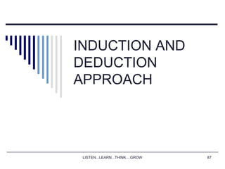 LISTEN...LEARN...THINK....GROW 87
INDUCTION AND
DEDUCTION
APPROACH
 