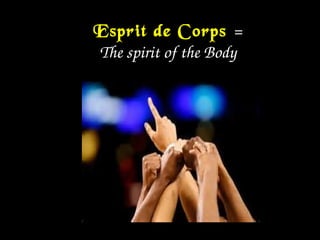 Esprit de Corps =
The spirit of the Body
 