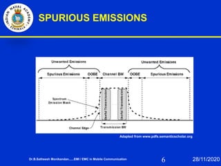 6
SPURIOUS EMISSIONS
Adapted from www.pdfs.semanticscholar.org
Dr.B.Satheesh Monikandan......EMI / EMC in Mobile Communication 28/11/2020
 
