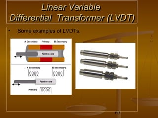 Linear Variable
Differential Transformer (LVDT)
•   Some examples of LVDTs.




                              60
 