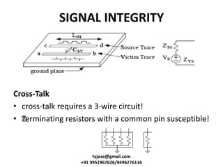 SIGNAL INTEGRITY
Cross-Talk
• cross-talk requires a 3-wire circuit!
• •Terminating resistors with a common pin susceptible...