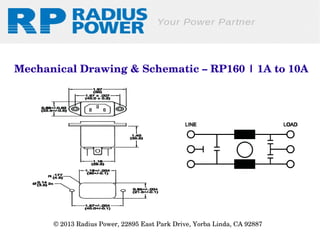 Mechanical Drawing & Schematic – RP160 | 1A to 10A

© 2013 Radius Power, 22895 East Park Drive, Yorba Linda, CA 92887 

 