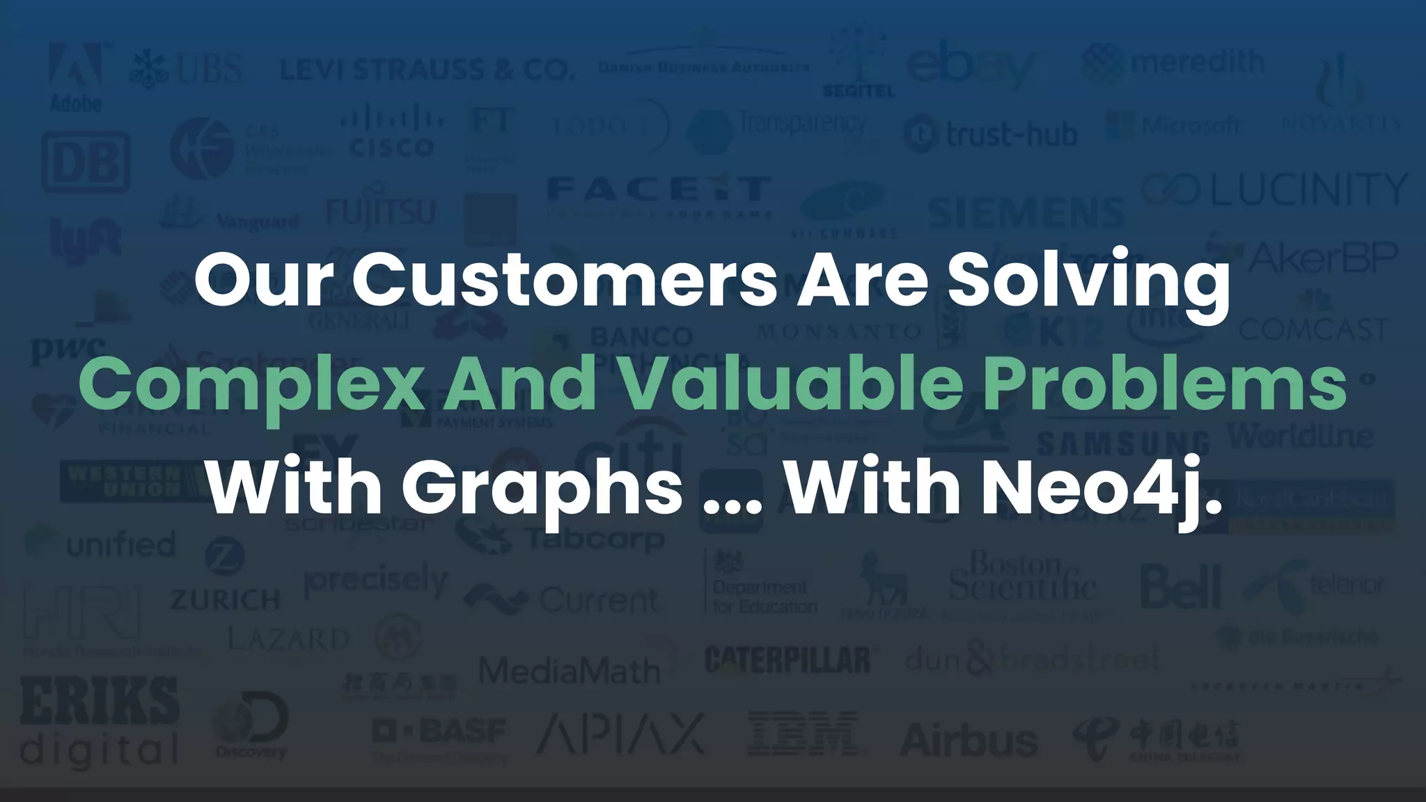 Our Customers Are Solving
Complex And Valuable Problems
With Graphs ... With Neo4j.