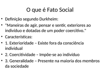 Emile Durkheim fato social conceito de s | PPTX