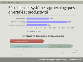 Brussels Briefing on Agroecology, 15 January 2020
Emile A. Frison – IPES FOOD
Résultats des systèmes agroécologiques
diver...