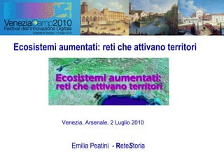 Ecosistemi aumentati: reti che attivano territori Emilia Peatini  -  R ete S toria Venezia, Arsenale, 2 Luglio 2010 