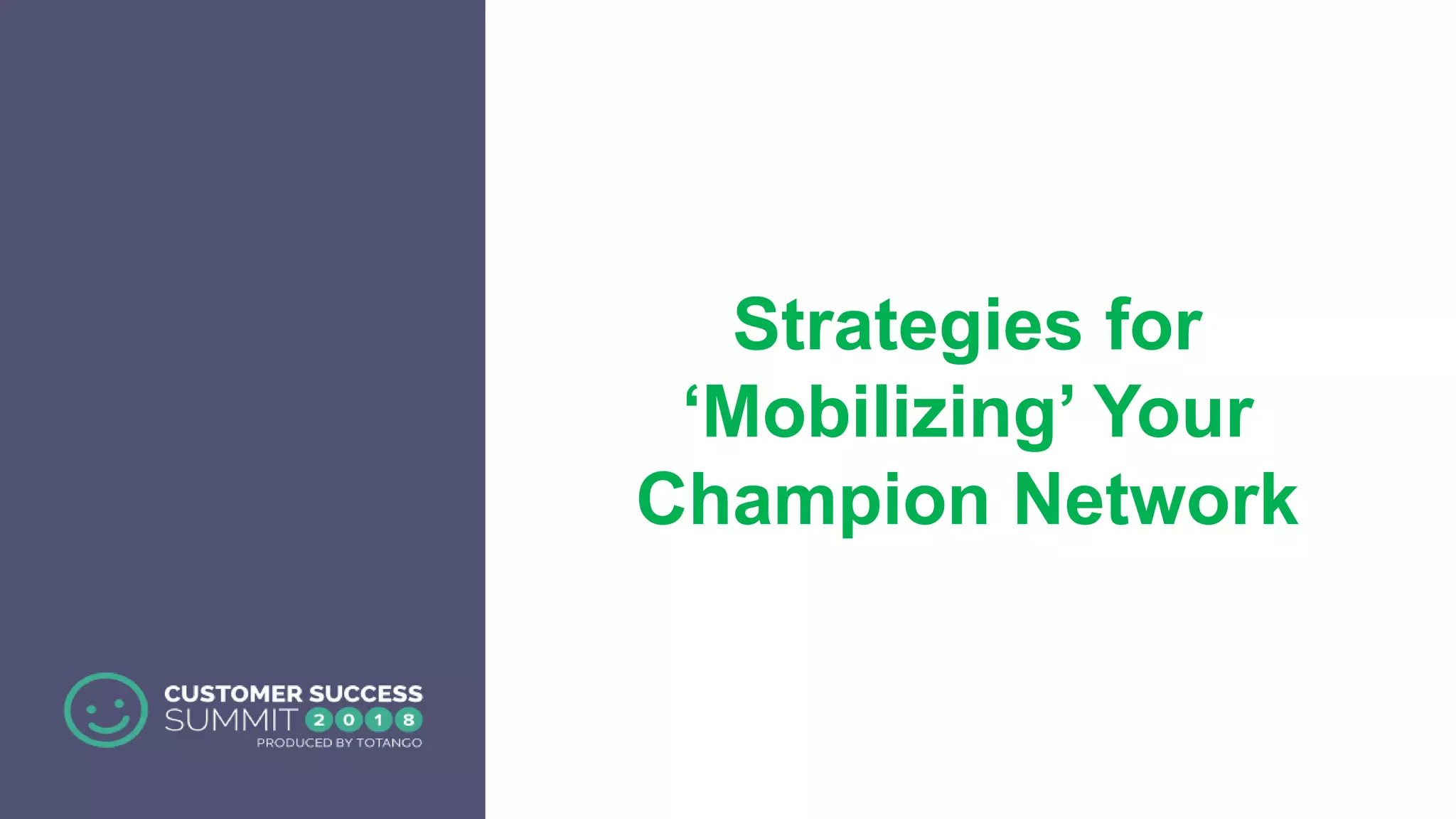 Strategies for
‘Mobilizing’ Your
Champion Network
 